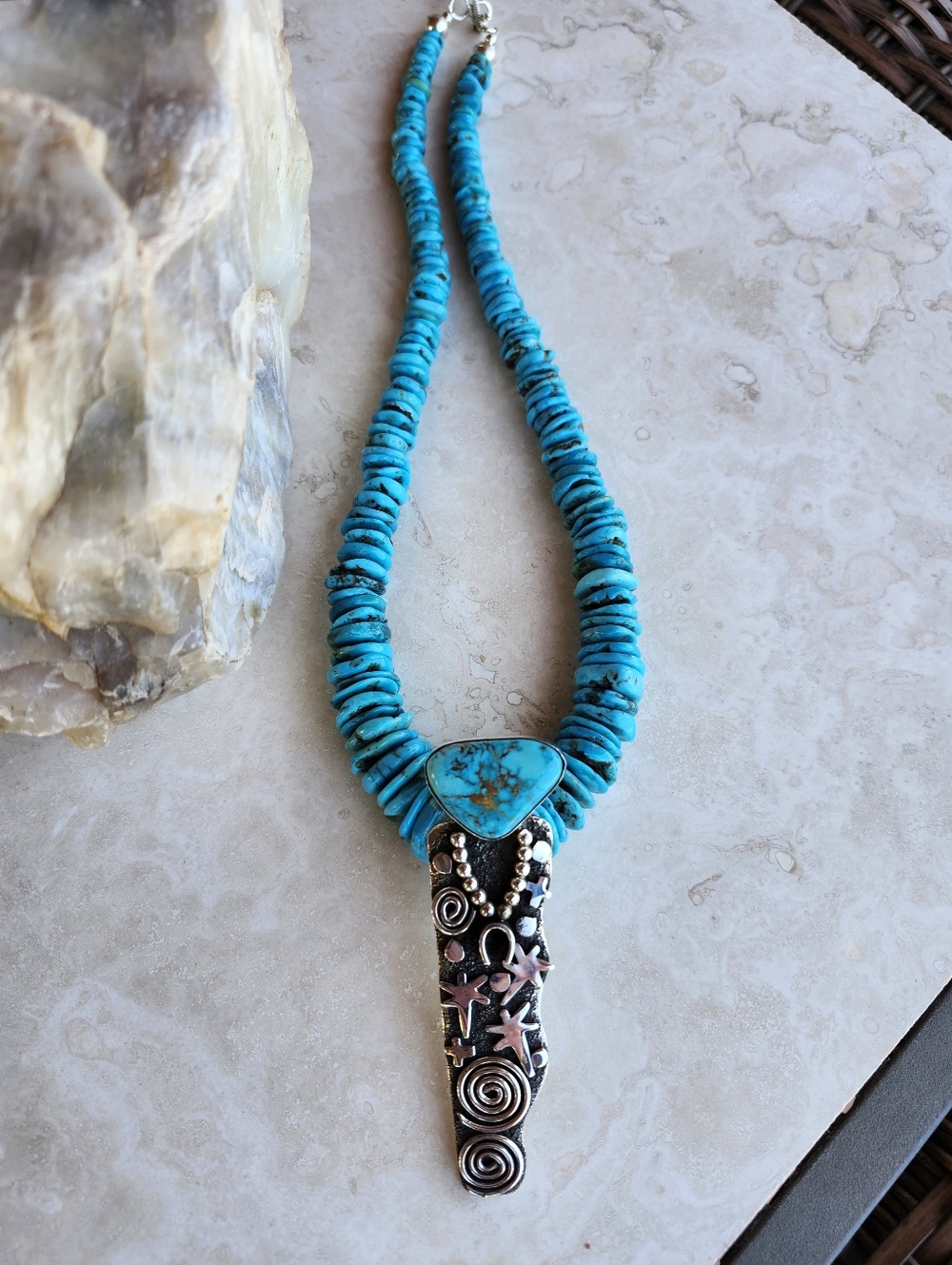 Sterling Silver Navajo Alex Sanchez Statement Necklace - Picture 5 of 17